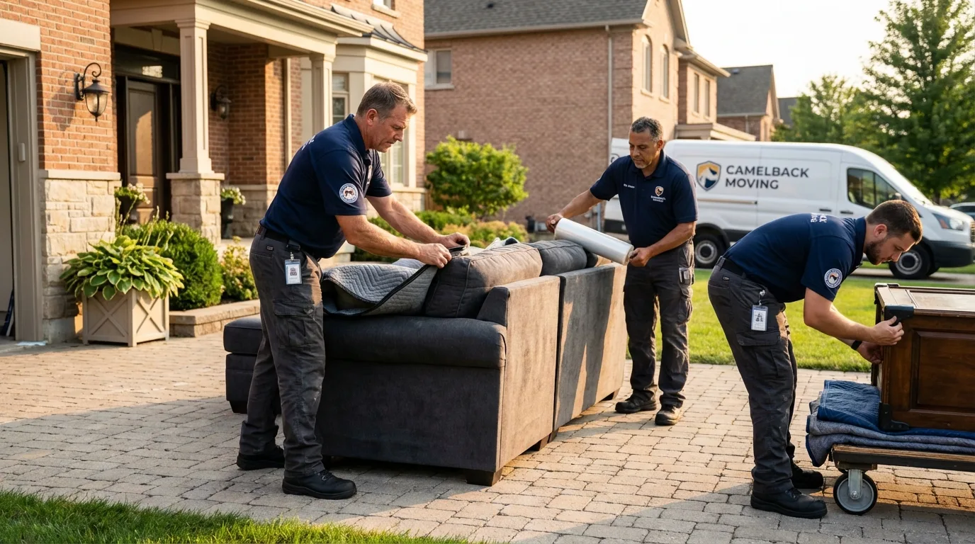 Large estate moving crew wrapping furniture in Clio, AL