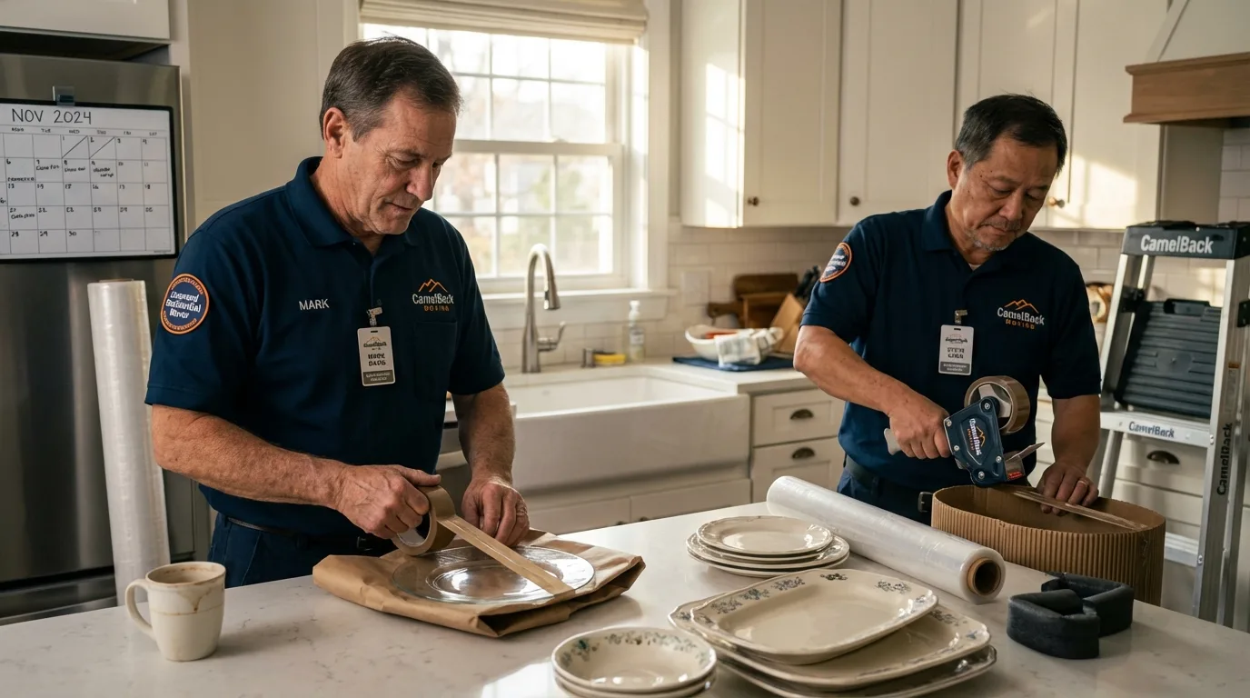 Professional crew packing kitchen dishware in Clio, AL